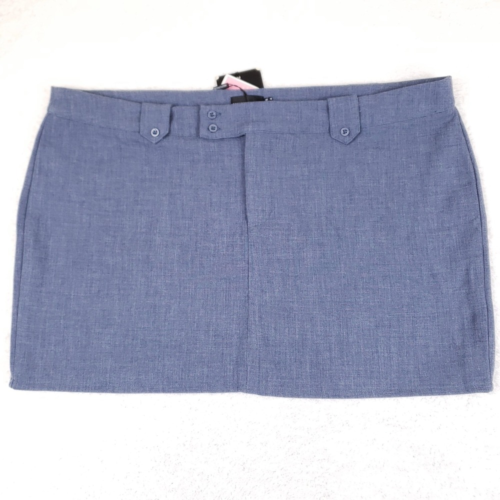 PrettyLittleThing Blue Mini Skirt Women 14 Tailored Low Rise Y2K Office Siren